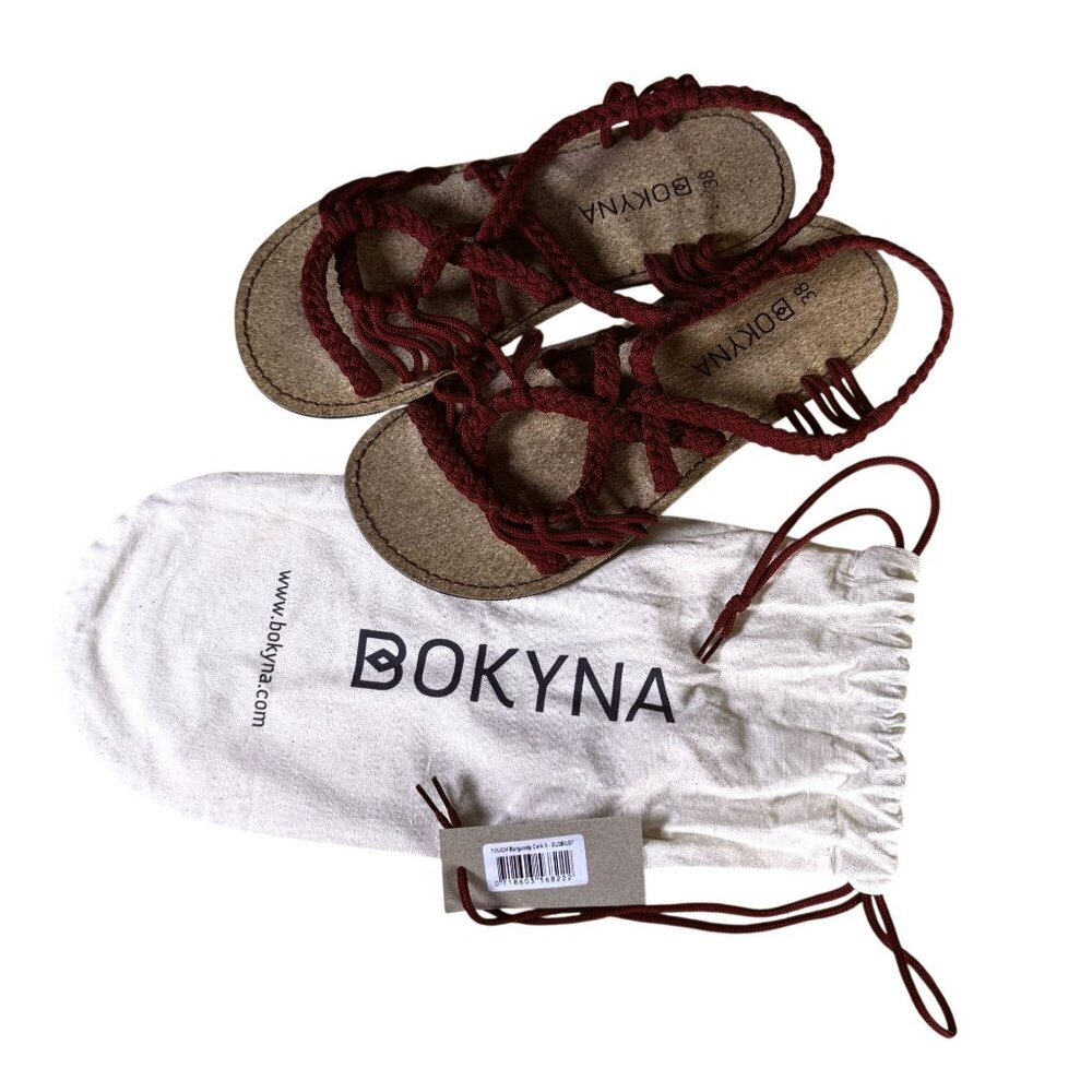 Bokyna Touch Wide Sandals Burgundy Size 38 US 8 NWT